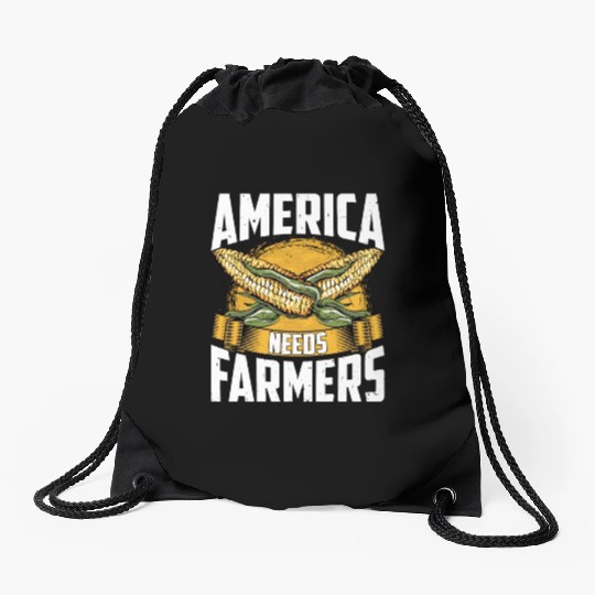America Needs Farmers Funny Corn Farming Drawstring Bags