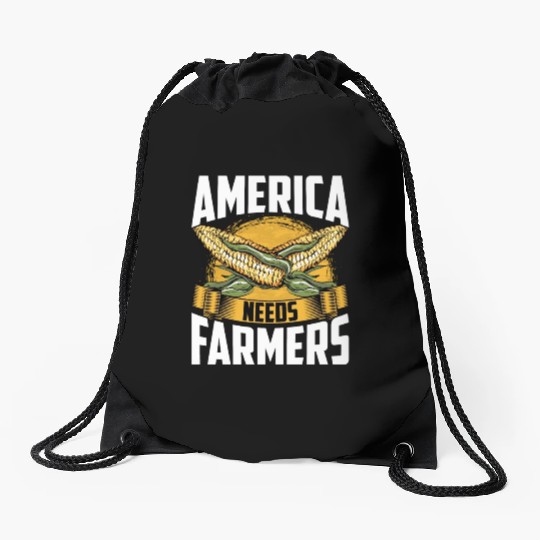 America Needs Farmers Agriculture Farmer Corn Drawstring Bags