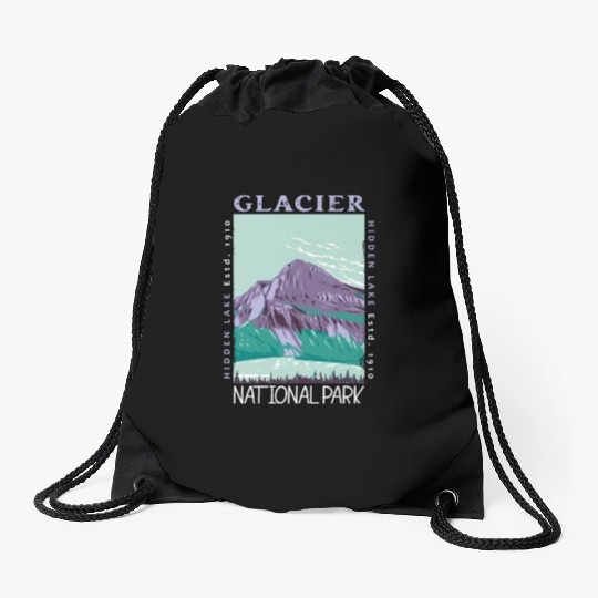 Glacier National Park Hidden Lake Distressed Drawstring Bags