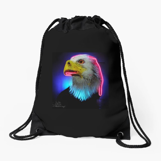i love america neon bright lightsamerican eagle Drawstring Bags