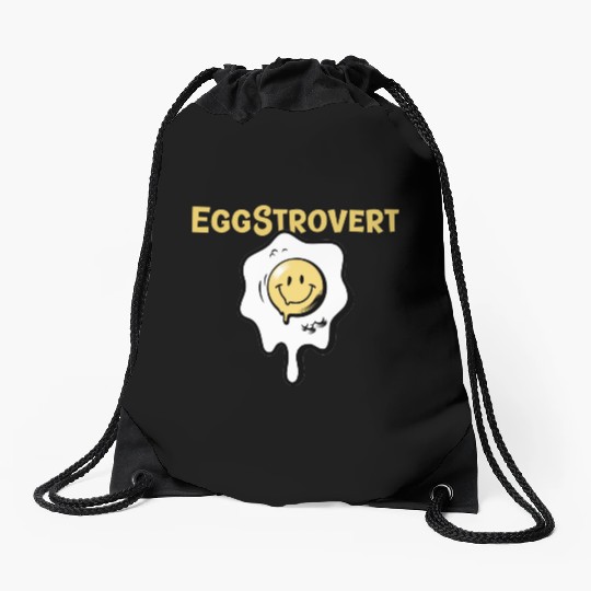 Eggstrovert Happy Extrovert Fried Egg Drawstring Bags