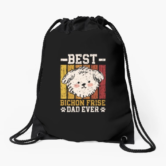 Best Bichon Frise Dad Ever Curly Hair Pup Puppy Drawstring Bags
