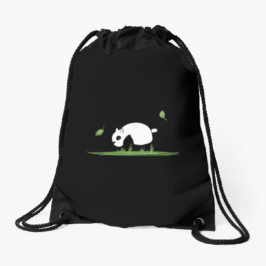 Animal Love Cartoon Panda Ecosystem Nature Grass Drawstring Bags