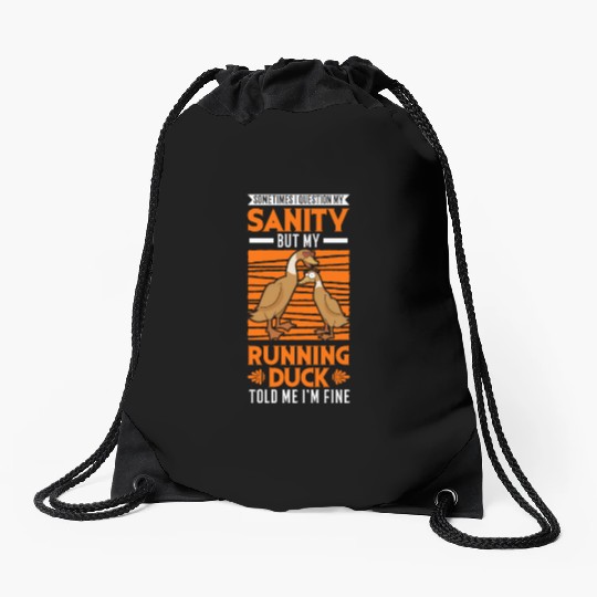 Running Duck Sanity Drawstring Bags