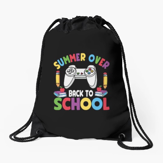 Summer Over Back To School, Gamer Back to School Drawstring Bags