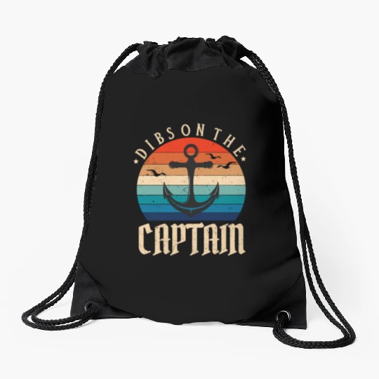 Dibs on the Captain Vintage Funny Quote Wife Drawstring Bags