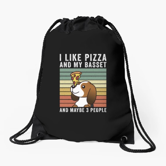 I Like Pizza And My Basset Hound Drawstring Bags