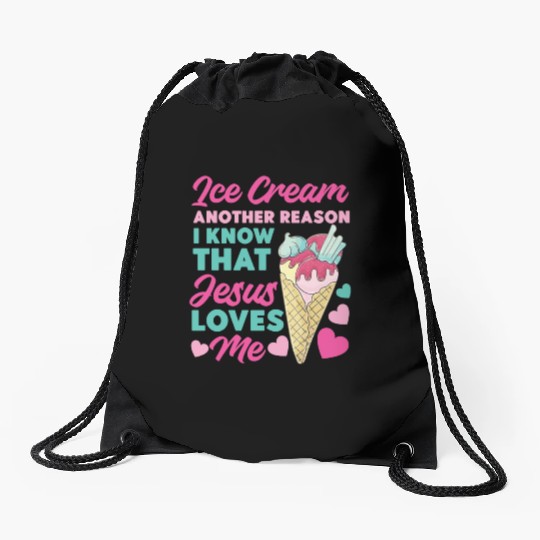 Ice Cream Christian Jesus Cone Ice Drawstring Bags