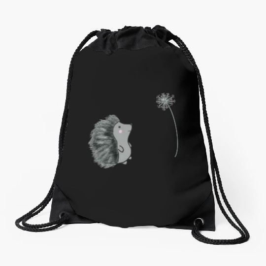 Hedgehog and dandelion Drawstring Bags