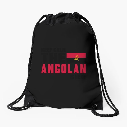 Keep calm Angola flag design Drawstring Bags