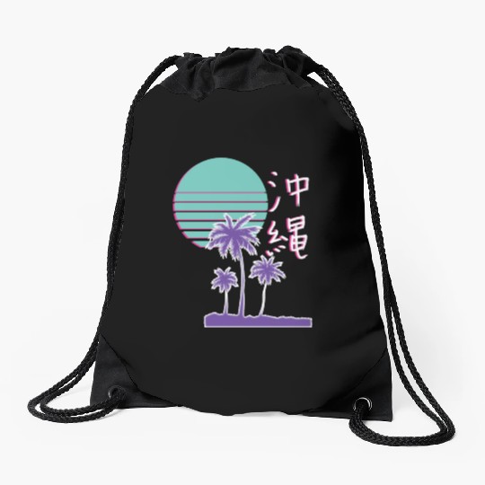 Japanese Okinawa Synthwave Streetwear Drawstring Bags