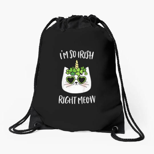 So Irish Right Meow Drawstring Bags
