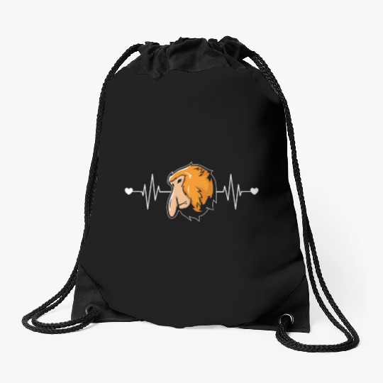 Proboscis Monkey Heartbeat Ape Wildlife Zookeeper Drawstring Bags