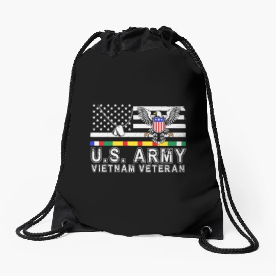 Vietnam Veteran Eagle US Flag Dog Tag Vintage Drawstring Bags