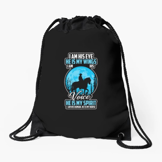 Horseback riding equestrian sport friends Drawstring Bags