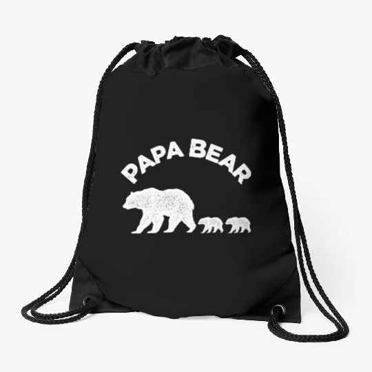 Vintage Papa Bear with Two Cubs Daddy Bear Twin Drawstring Bags