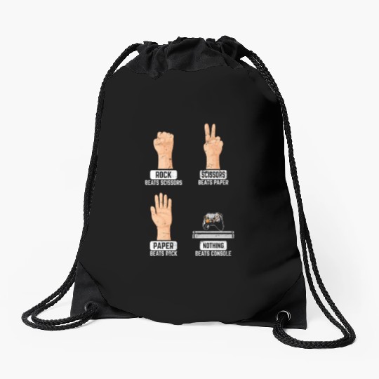 Rock Paper Scissors Nothing Beats Console PC Funny Drawstring Bags