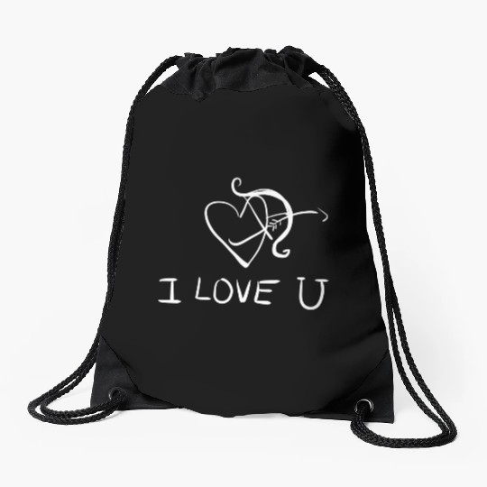 bow shoot arrow heart i love you Drawstring Bags