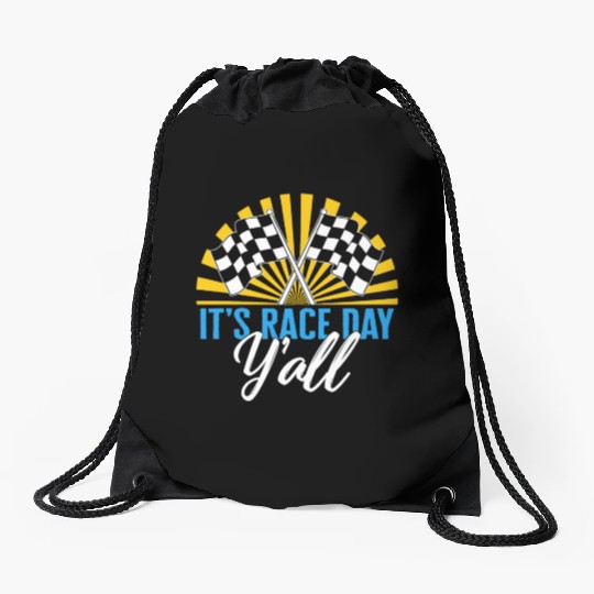 It's Race Day Y'all Drawstring Bags, Race Day Checkered