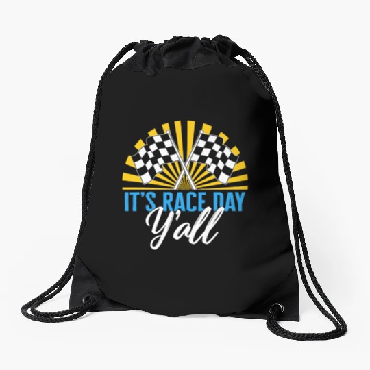 It's Race Day Y'all Drawstring Bags, Race Day Checkered
