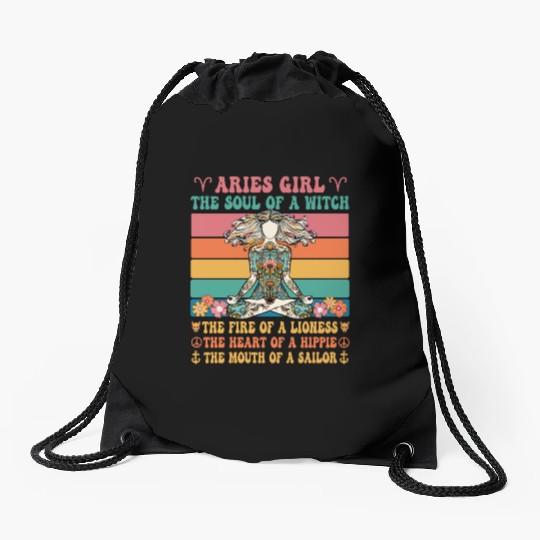 Aries Girl Astrology Sign Drawstring Bags