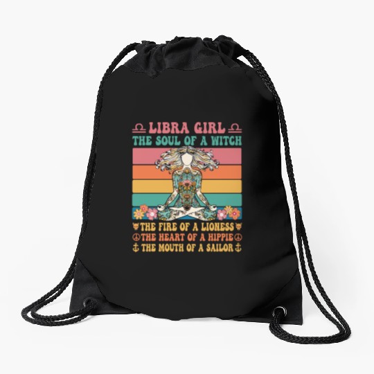 Libra Girl Astrology Sign Drawstring Bags