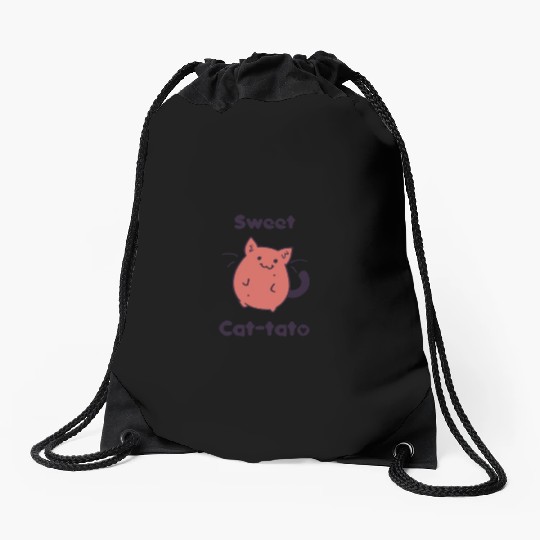 sweet cat potato Drawstring Bags