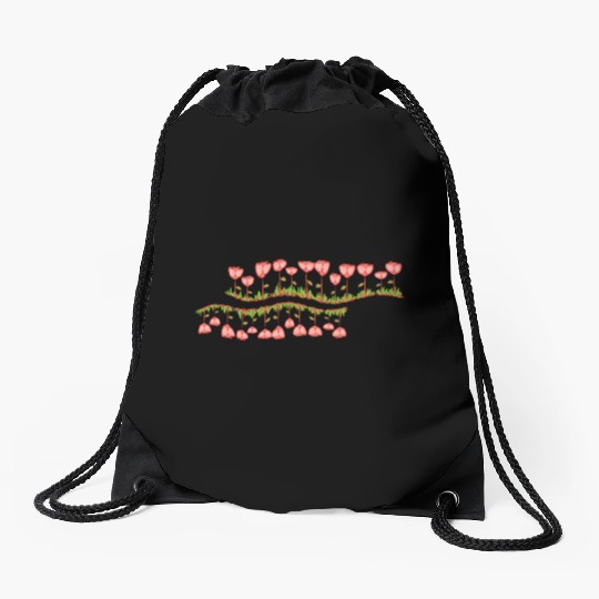 nature line wave grass flowers Drawstring Bags