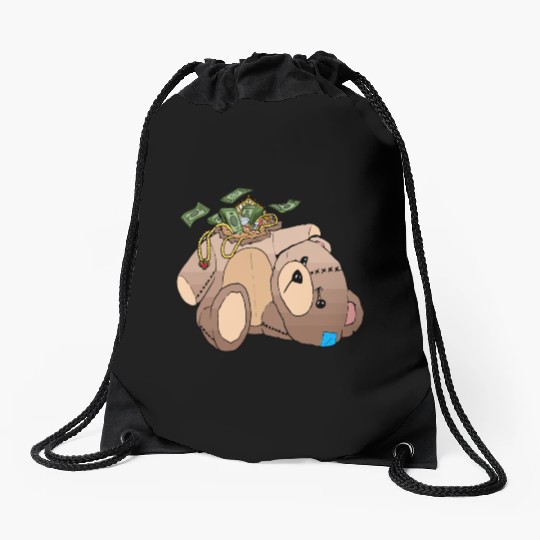 Money Teddy Bear Riches Drawstring Bags