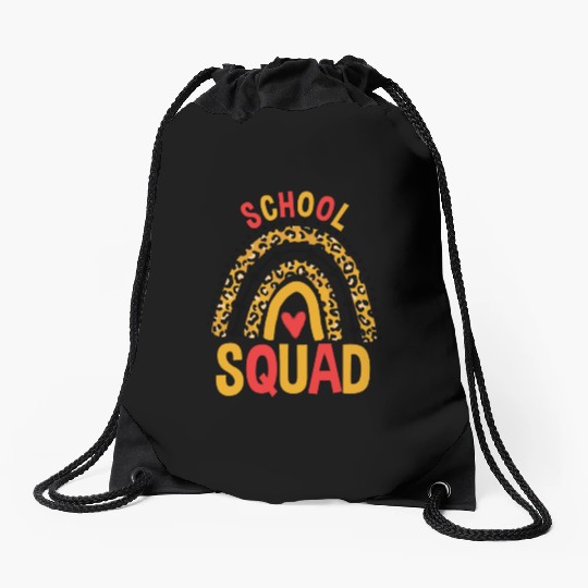 Back To School Leopard School Squad Drawstring Bags