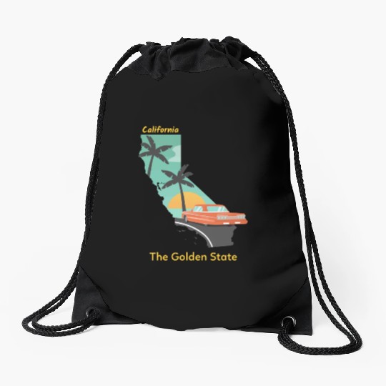 California The Golden State Drawstring Bags