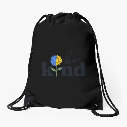Be Kind Yellow Blue Sunflower World Down Syndrome Drawstring Bags