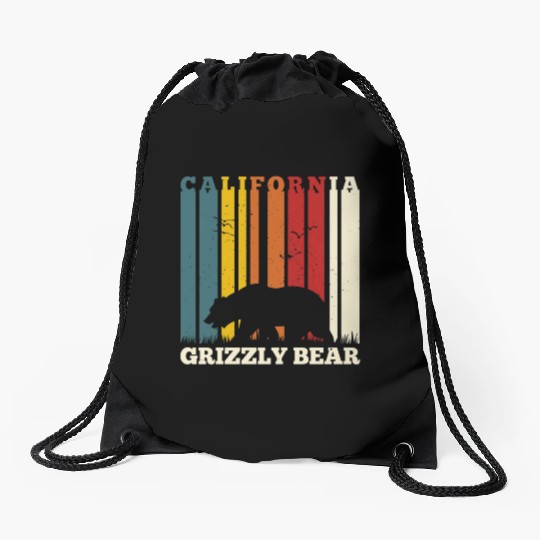 California Bear Retro Drawstring Bags