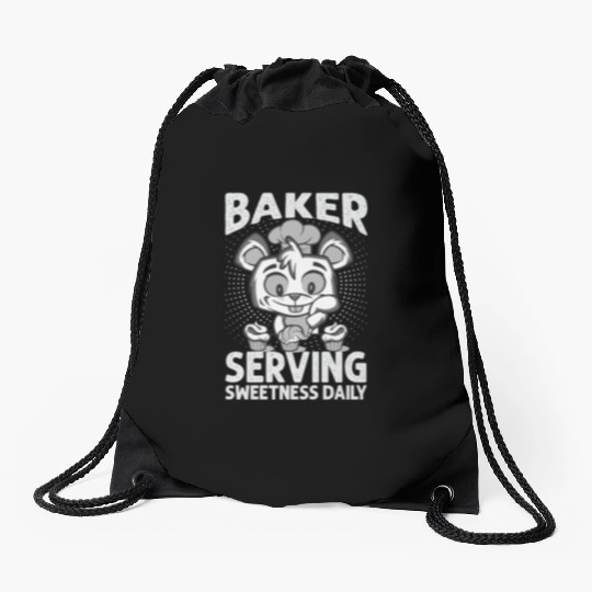 Baker Serving Sweetness Daily - Cakes - Funny - Ba Drawstring Bags