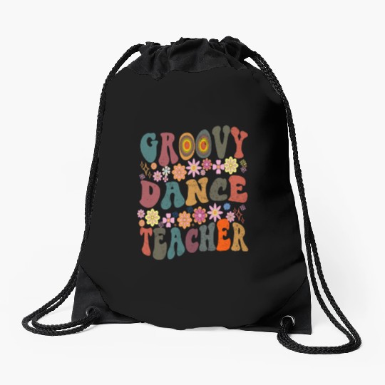 Groovy dance Teacher retro Back To School Drawstring Bags