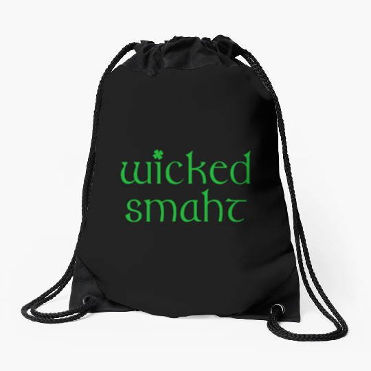Wicked Smaht Irish Boston Drawstring Bags