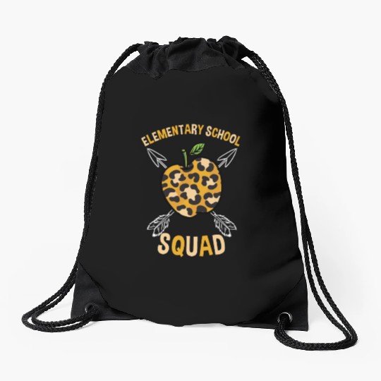 Elementary School Squad Leopard Print Drawstring Bags