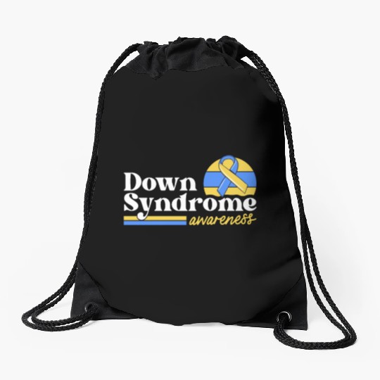 Down Syndrome Awareness Retro Sunset Yellow Blue Drawstring Bags