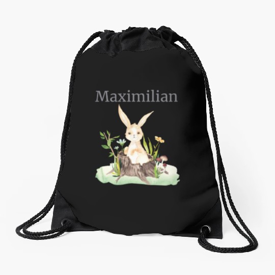 Waldtier Reh Hase Hedgehog Flowers Name Maximilian Drawstring Bags