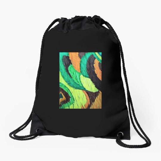 Colorful flow grass art Drawstring Bags