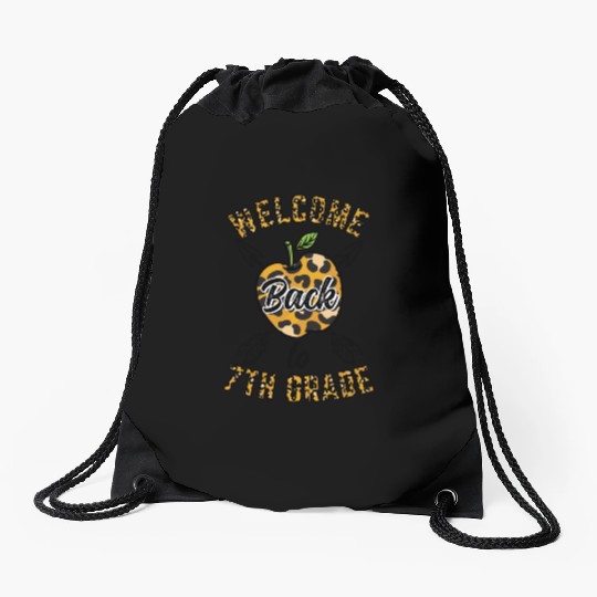Welcome Back To 7th Grade Leopard Print Drawstring Bags