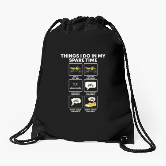 Things I Do In My Spare Time Funny Dirt Bike Lover Drawstring Bags