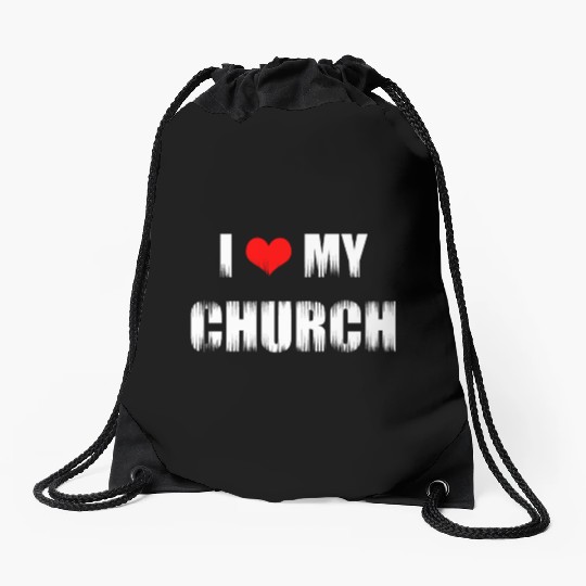 Christian Gift I Love My Church Christian Drawstring Bags