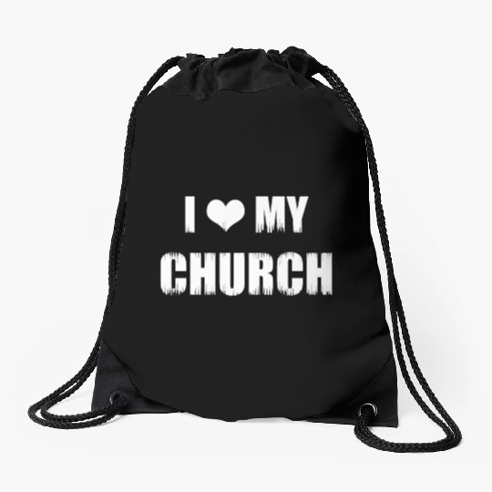 Christianity Gifts I Love My Church Christian Drawstring Bags