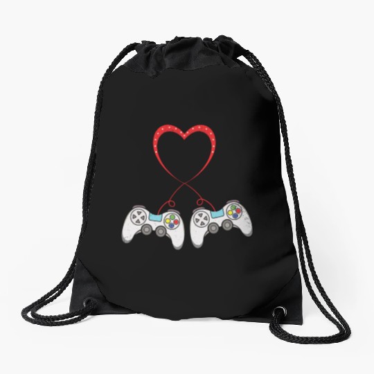 Love Controller Play Video Game Heart Gamer Gaming Drawstring Bags