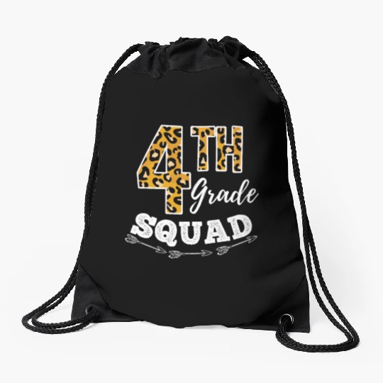 4th Grade Squad Leopard 4th Grade Teacher Drawstring Bags