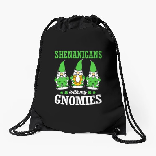 Clover St Patricks Day Shenanigans With My Gnomies Drawstring Bags