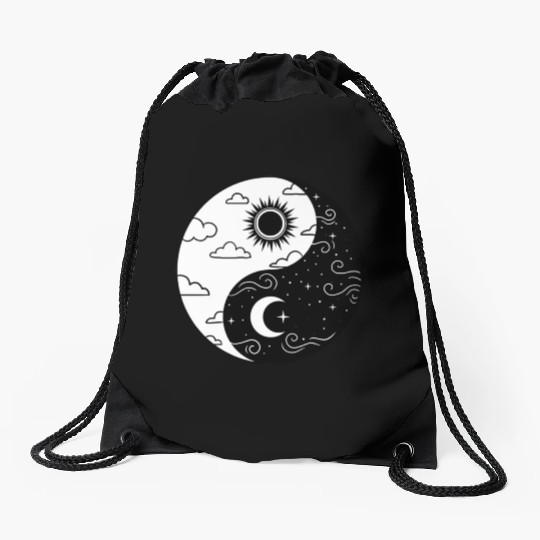Sun and Moon Yin Yang for Yin Yang Art Lover Drawstring Bags