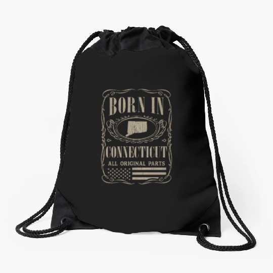 Vintage America US States Born Connecticut Drawstring Bags