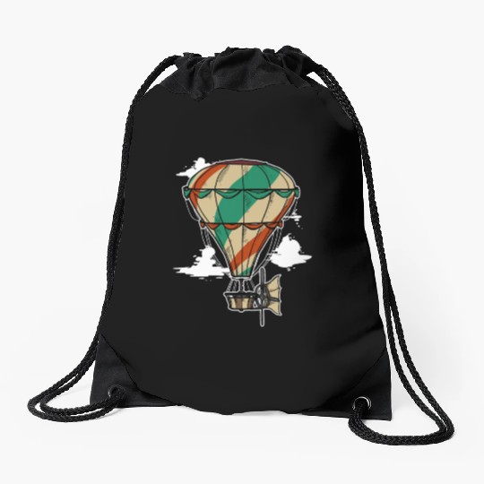 Vintage Hot Air Balloon Balloonist Drawstring Bags
